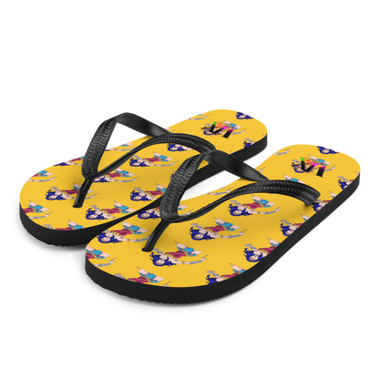 Wonder Woman Flip-Flops – Yellow Background Print Sandals with Cushioned Sole | Empowering Summer Footwear