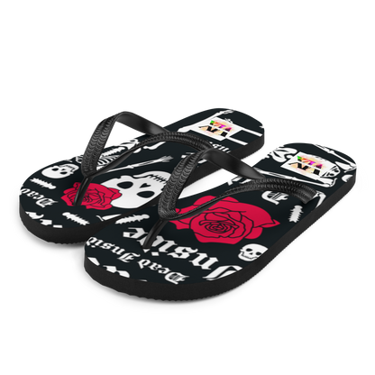 Flip Flops with Skeleton &amp; Rose Print – Dead Inside Style | Voce Lindx
