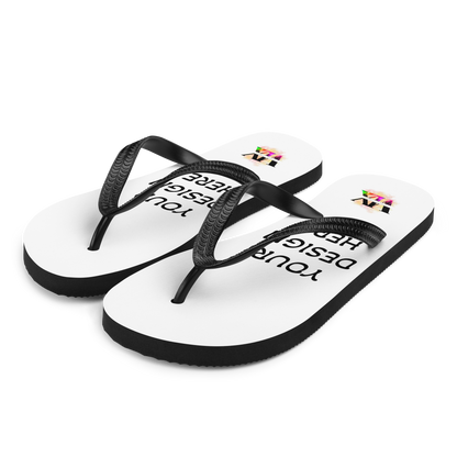 Custom White Flip-Flops with Black Straps – Personalised Design | Voce Lindx