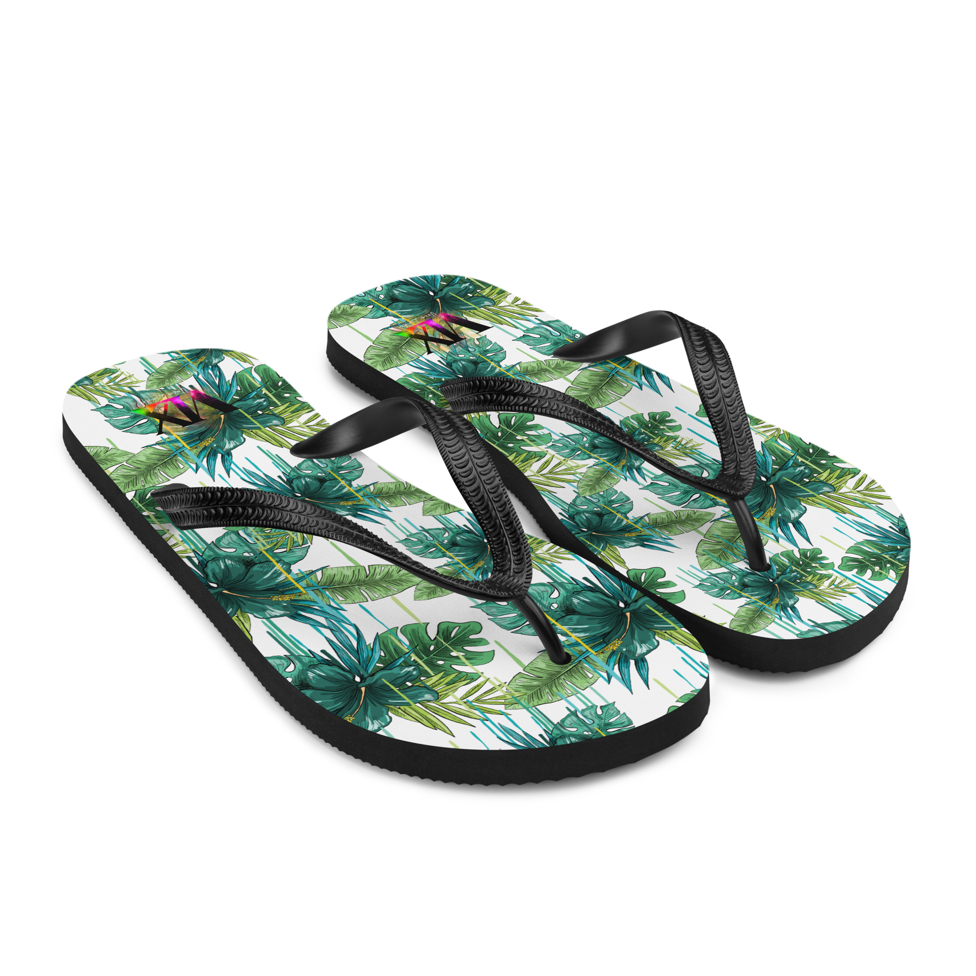 VOCE LINDX Green Flower Flip‑Flops – Floral Design, Cushioned Sole &amp; Non‑Slip Grip – Lightweight Summer Footwear