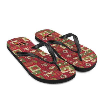 Christmas Santa Red Flip-Flops – Holiday Sandals with Cushioned Sole | Festive Footwear for Christmas Cheer