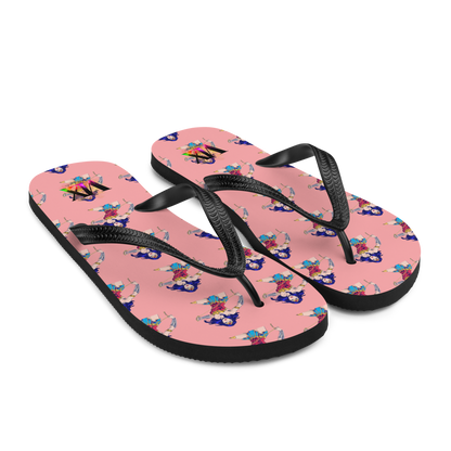 Wonder Woman Flip-Flops – Pink Background Comic Print Sandals with Cushioned Sole | Empowerment Footwear for All