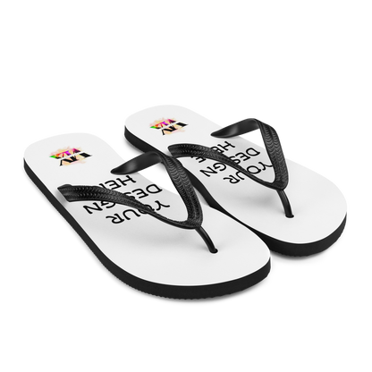 Custom White Flip-Flops with Black Straps – Personalised Design | Voce Lindx