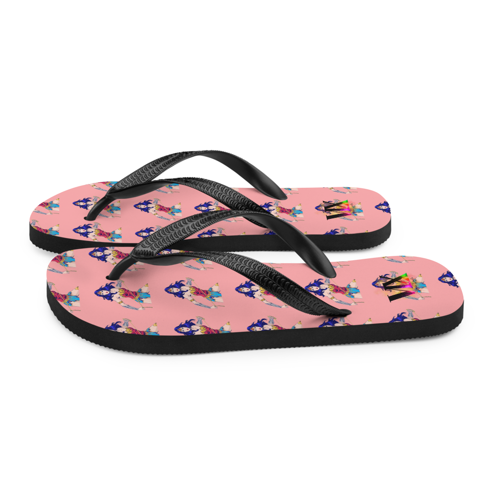 Wonder Woman Flip-Flops – Pink Background Comic Print Sandals with Cushioned Sole | Empowerment Footwear for All