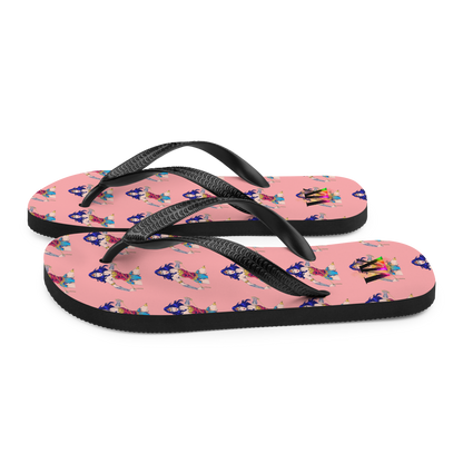 Wonder Woman Flip-Flops – Pink Background Comic Print Sandals with Cushioned Sole | Empowerment Footwear for All