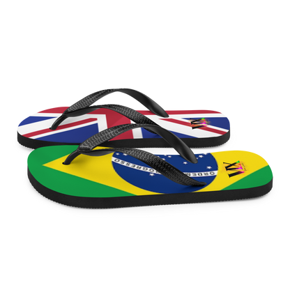 Brazil &amp; England Flag Flip-Flops – Cushioned Sole Sandals with Dual National Print | Comfortable Multicultural Footwear