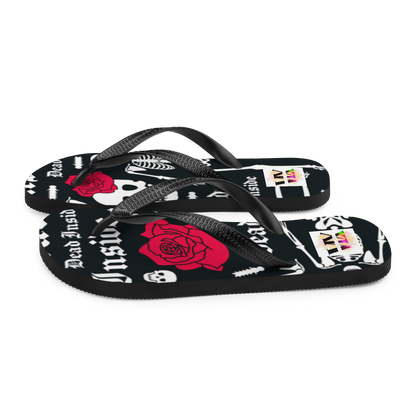 Flip Flops with Skeleton &amp; Rose Print – Dead Inside Style | Voce Lindx