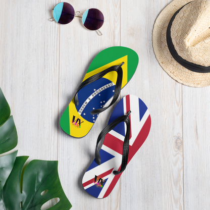 Brazil &amp; England Flag Flip-Flops – Cushioned Sole Sandals with Dual National Print | Comfortable Multicultural Footwear