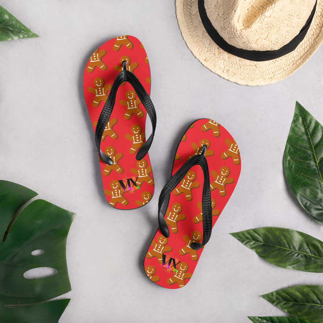 VOCE LINDX Christmas Cookies Flip‑Flops – Festive Design, Cushioned Sole & Non‑Slip Grip – Seasonal Summer Footwear