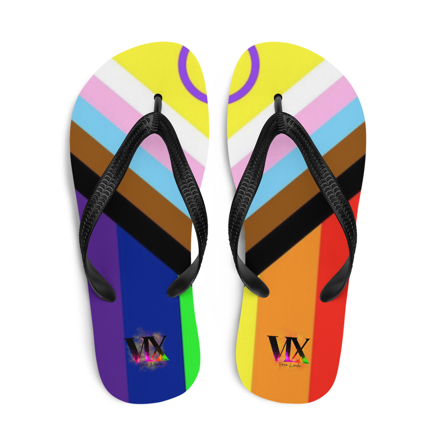 VOCE LINDX Intersex Pride Flip‑Flops – Rubber Sole with Soft Lined Strap &amp; Non‑Slip Grip – Inclusive Summer Footwear