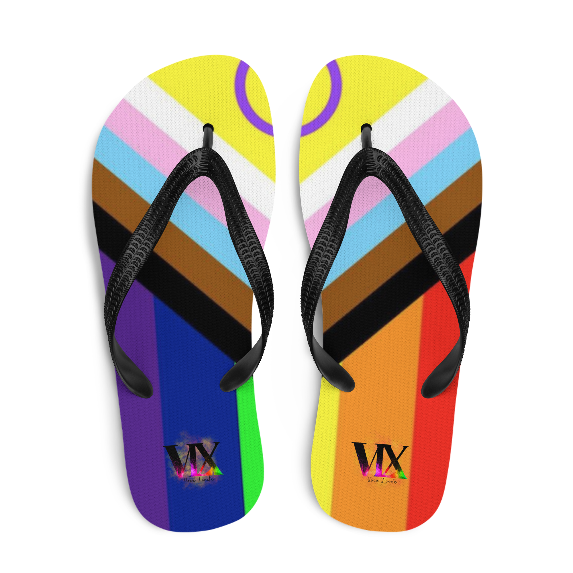 VOCE LINDX Intersex Pride Flip‑Flops – Rubber Sole with Soft Lined Strap &amp; Non‑Slip Grip – Inclusive Summer Footwear
