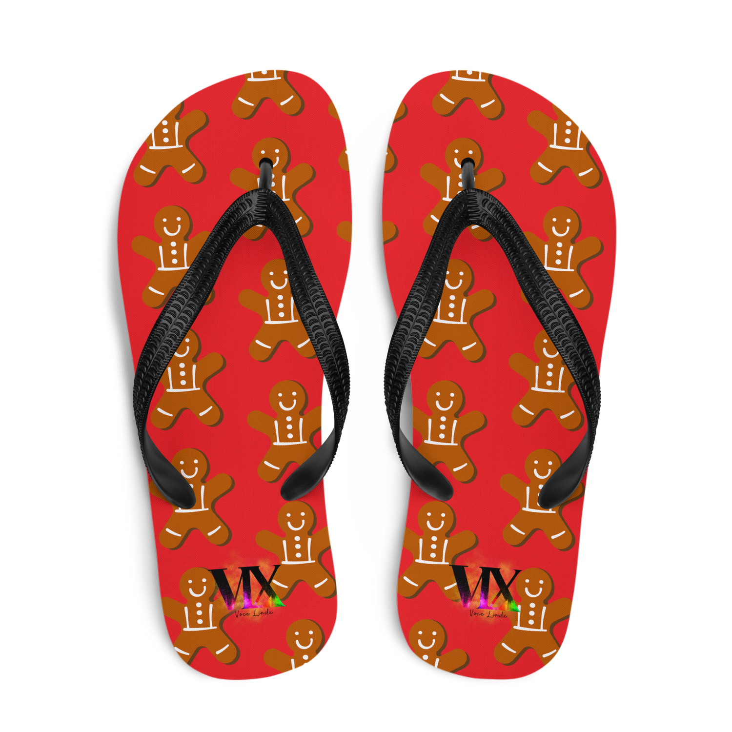 VOCE LINDX Christmas Cookies Flip‑Flops – Festive Design, Cushioned Sole &amp; Non‑Slip Grip – Seasonal Summer Footwear