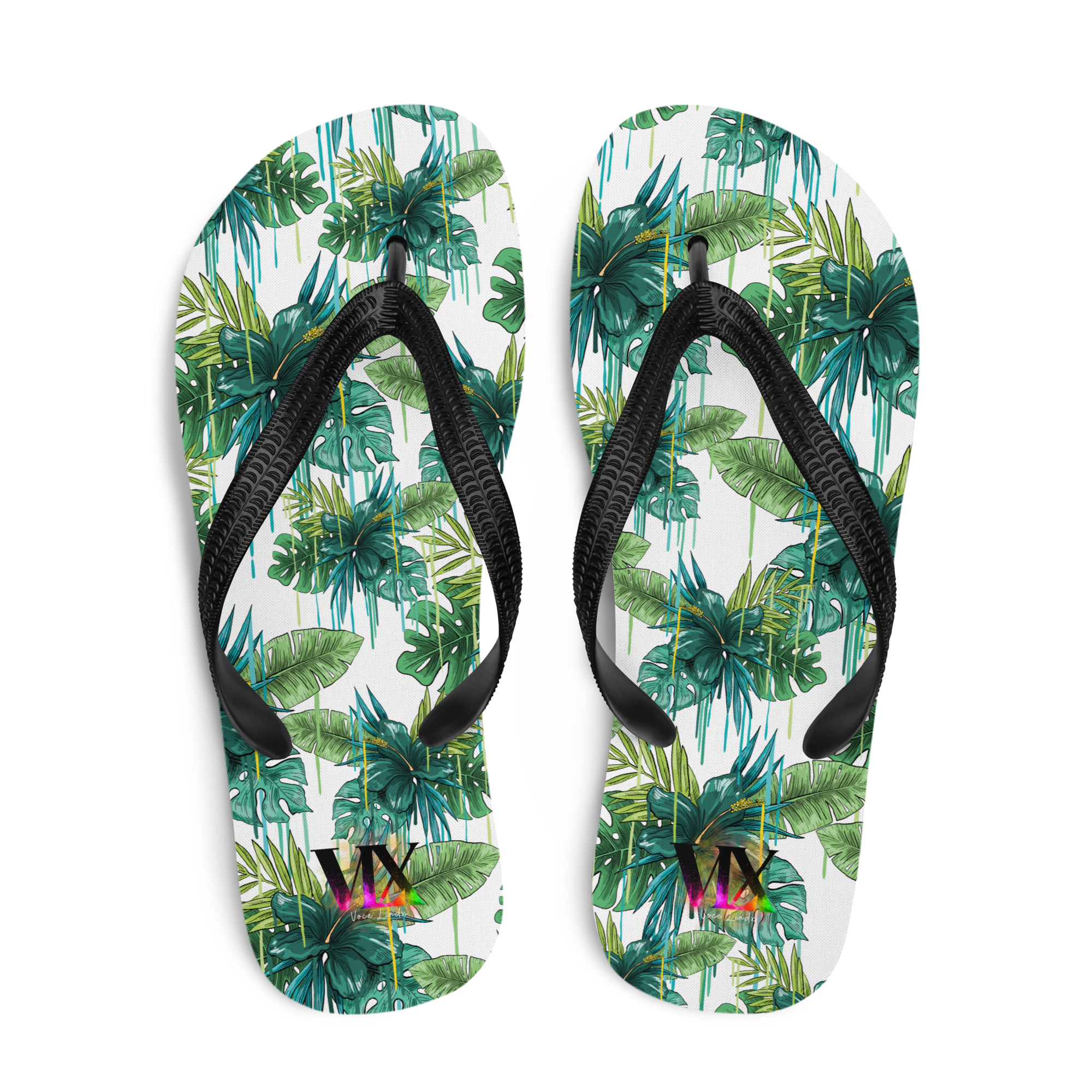 VOCE LINDX Green Flower Flip‑Flops – Floral Design, Cushioned Sole &amp; Non‑Slip Grip – Lightweight Summer Footwear