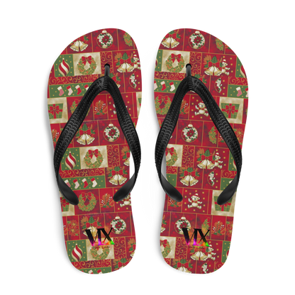 Christmas Santa Red Flip-Flops – Holiday Sandals with Cushioned Sole | Festive Footwear for Christmas Cheer