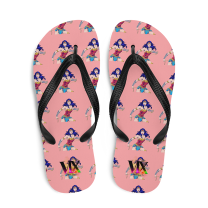 Wonder Woman Flip-Flops – Pink Background Comic Print Sandals with Cushioned Sole | Empowerment Footwear for All
