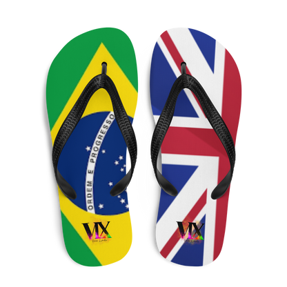 Brazil &amp; England Flag Flip-Flops – Cushioned Sole Sandals with Dual National Print | Comfortable Multicultural Footwear