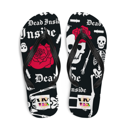 Flip Flops with Skeleton &amp; Rose Print – Dead Inside Style | Voce Lindx