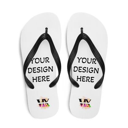 Custom White Flip-Flops with Black Straps – Personalised Design | Voce Lindx