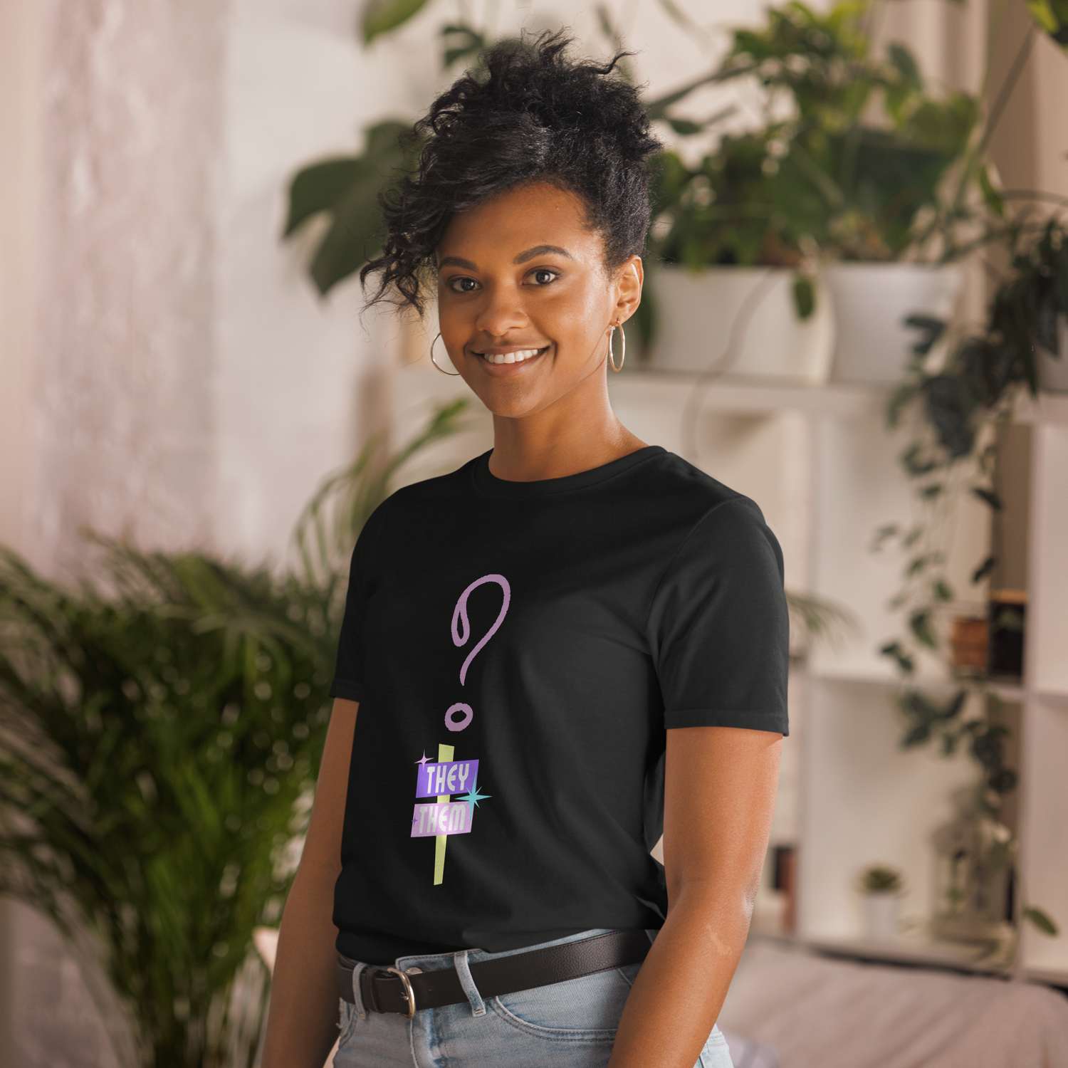 VOCE LINDX “They/Them” Short Sleeve T‑Shirt – 100 % Cotton Jersey, Pronoun-Statement Tee