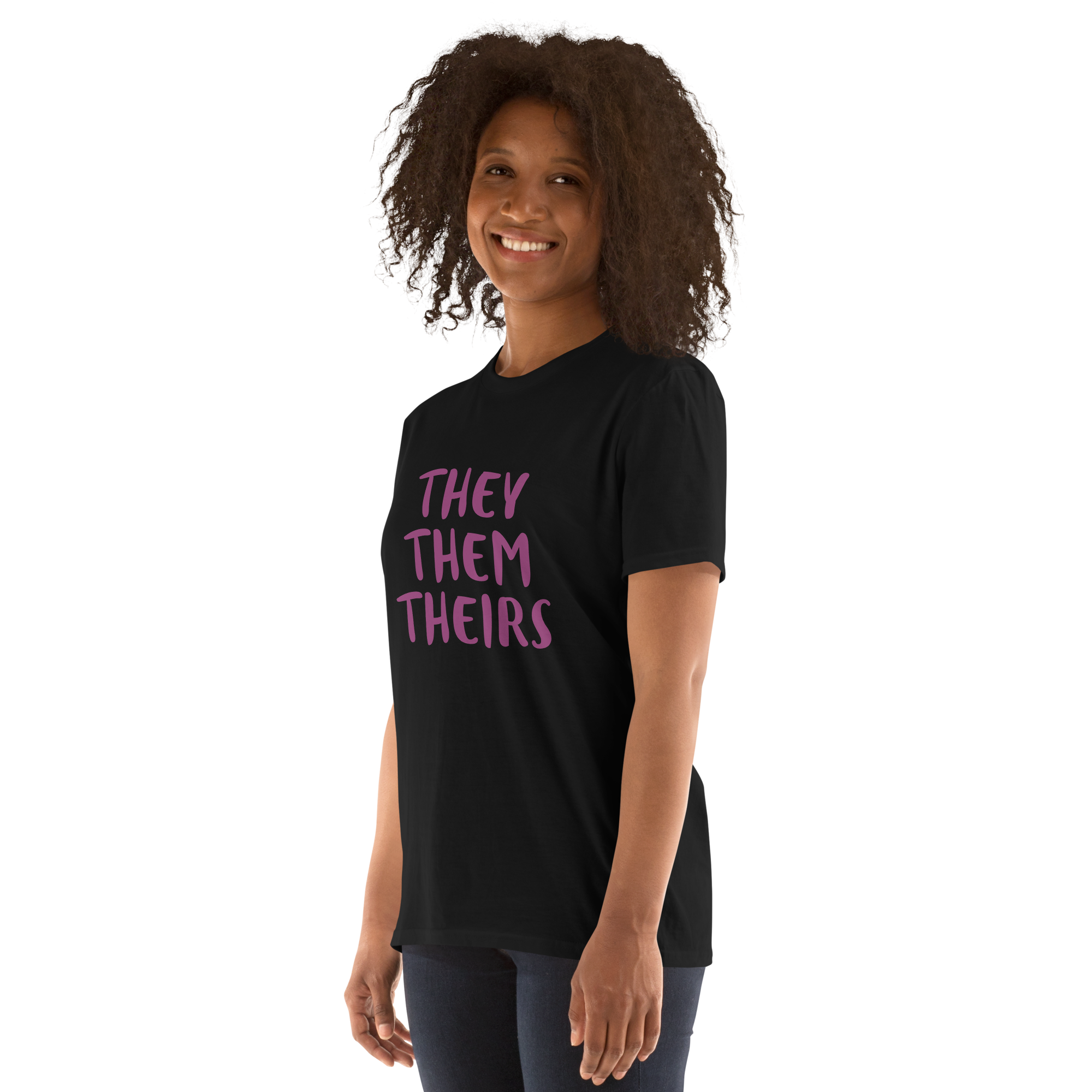 Short-Sleeve Cotton T-Shirt – “They/Them/Theirs” Pronouns Print | Inclusive Pride Design
