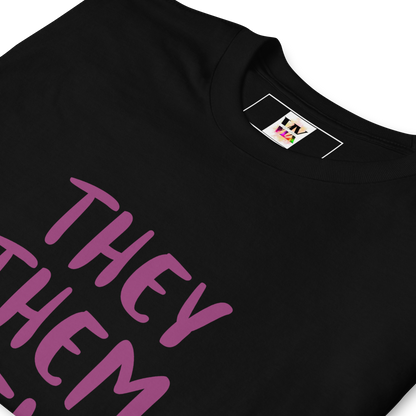 Short-Sleeve Cotton T-Shirt – “They/Them/Theirs” Pronouns Print | Inclusive Pride Design