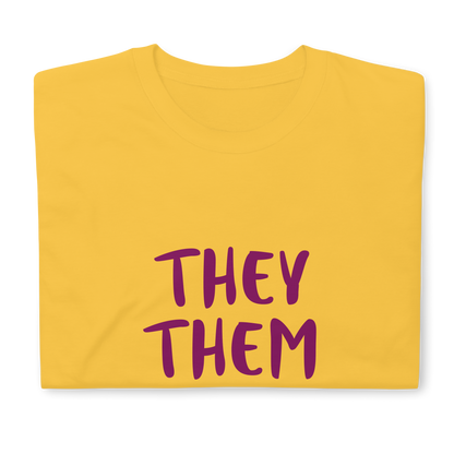 Short-Sleeve Cotton T-Shirt – “They/Them/Theirs” Pronouns Print | Inclusive Pride Design