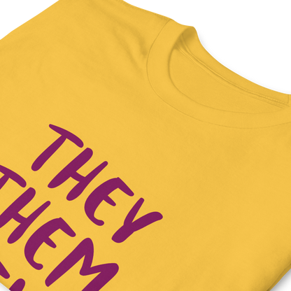 Short-Sleeve Cotton T-Shirt – “They/Them/Theirs” Pronouns Print | Inclusive Pride Design