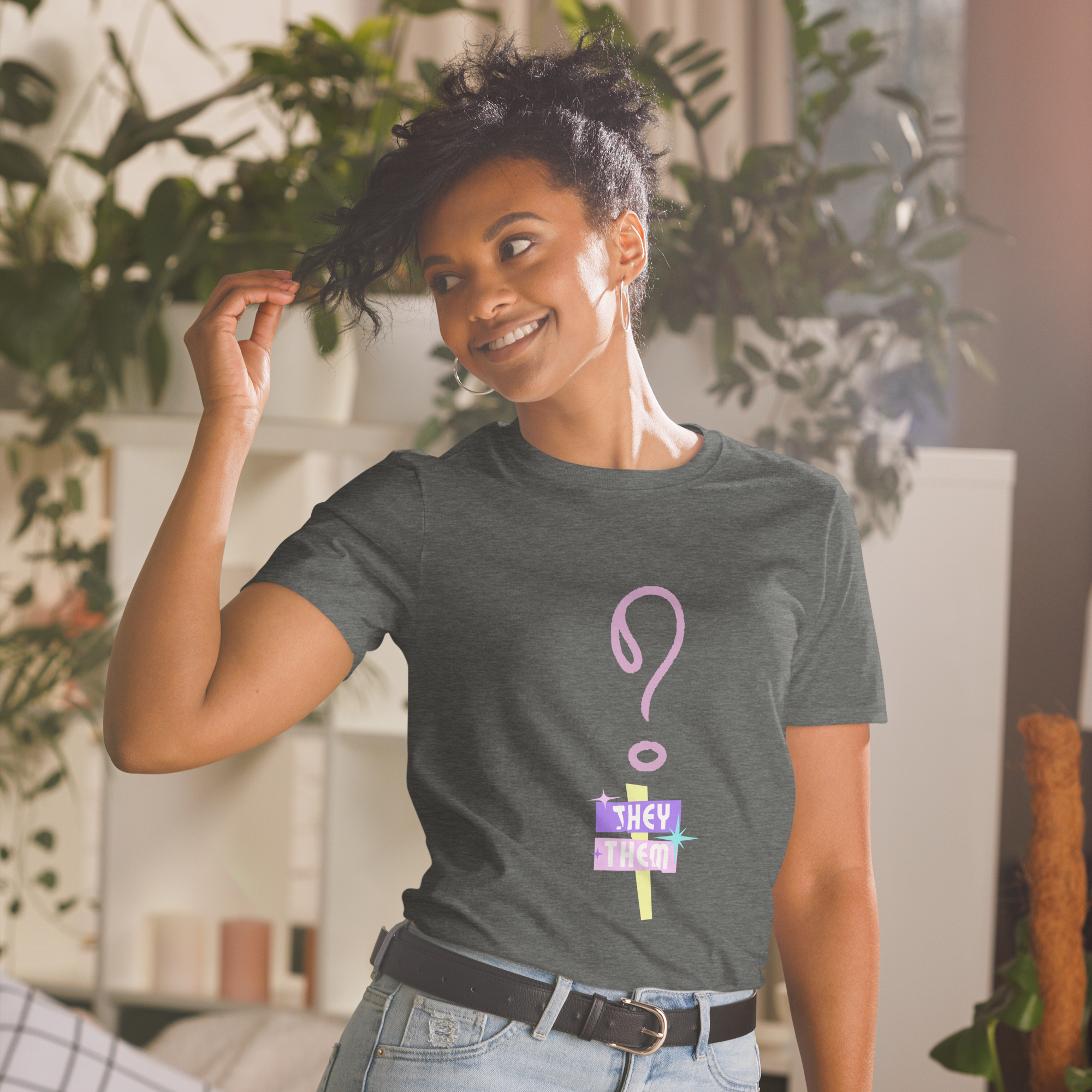VOCE LINDX “They/Them” Short Sleeve T‑Shirt – 100 % Cotton Jersey, Pronoun-Statement Tee