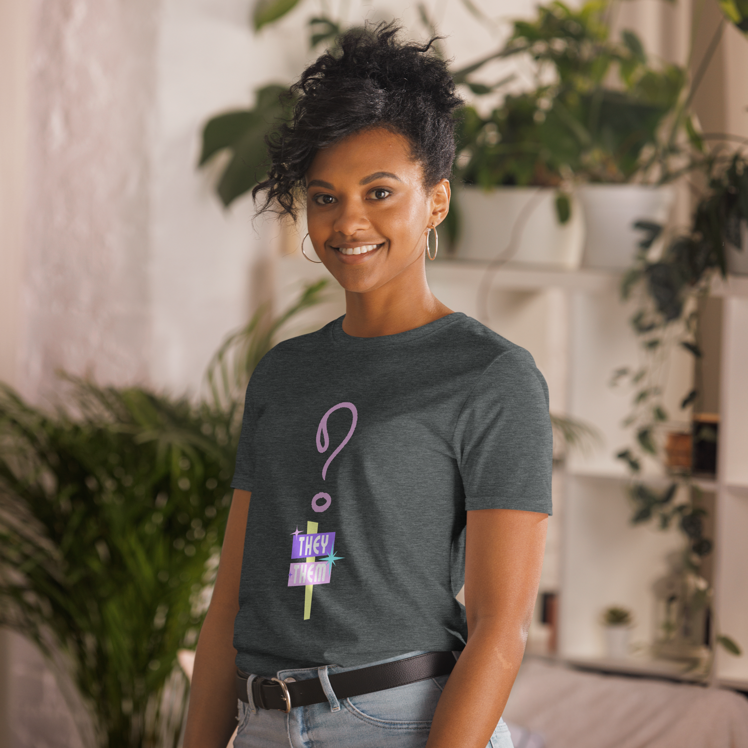 VOCE LINDX “They/Them” Short Sleeve T‑Shirt – 100 % Cotton Jersey, Pronoun-Statement Tee