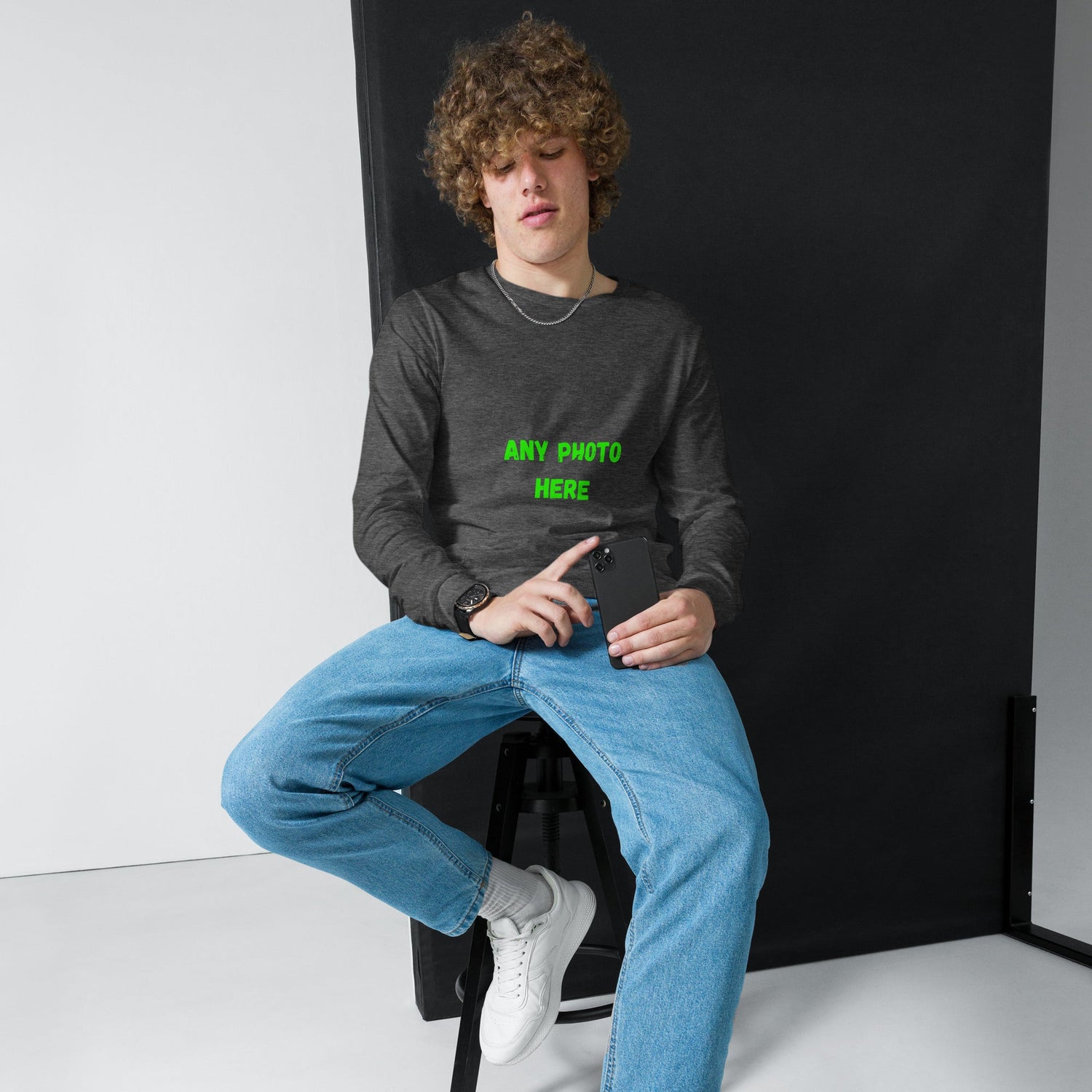VOCE LINDX Long Sleeve Tee – Upload Your Photo or Design – 100% Cotton Jersey, Comfortable &amp; Customisable