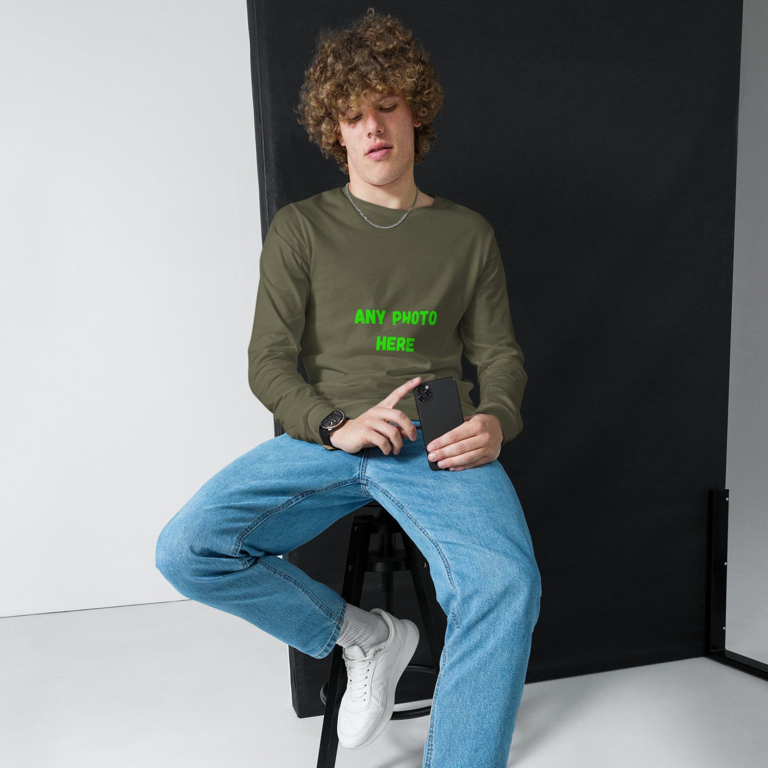 VOCE LINDX Long Sleeve Tee – Upload Your Photo or Design – 100% Cotton Jersey, Comfortable &amp; Customisable