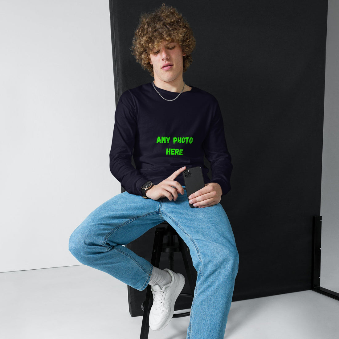 VOCE LINDX Long Sleeve Tee – Upload Your Photo or Design – 100% Cotton Jersey, Comfortable &amp; Customisable