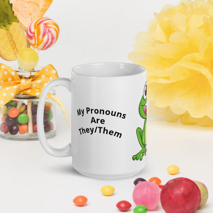 White Glossy Mug – My Pronoun Is They Them | Inclusive Gender-Neutral Mug
