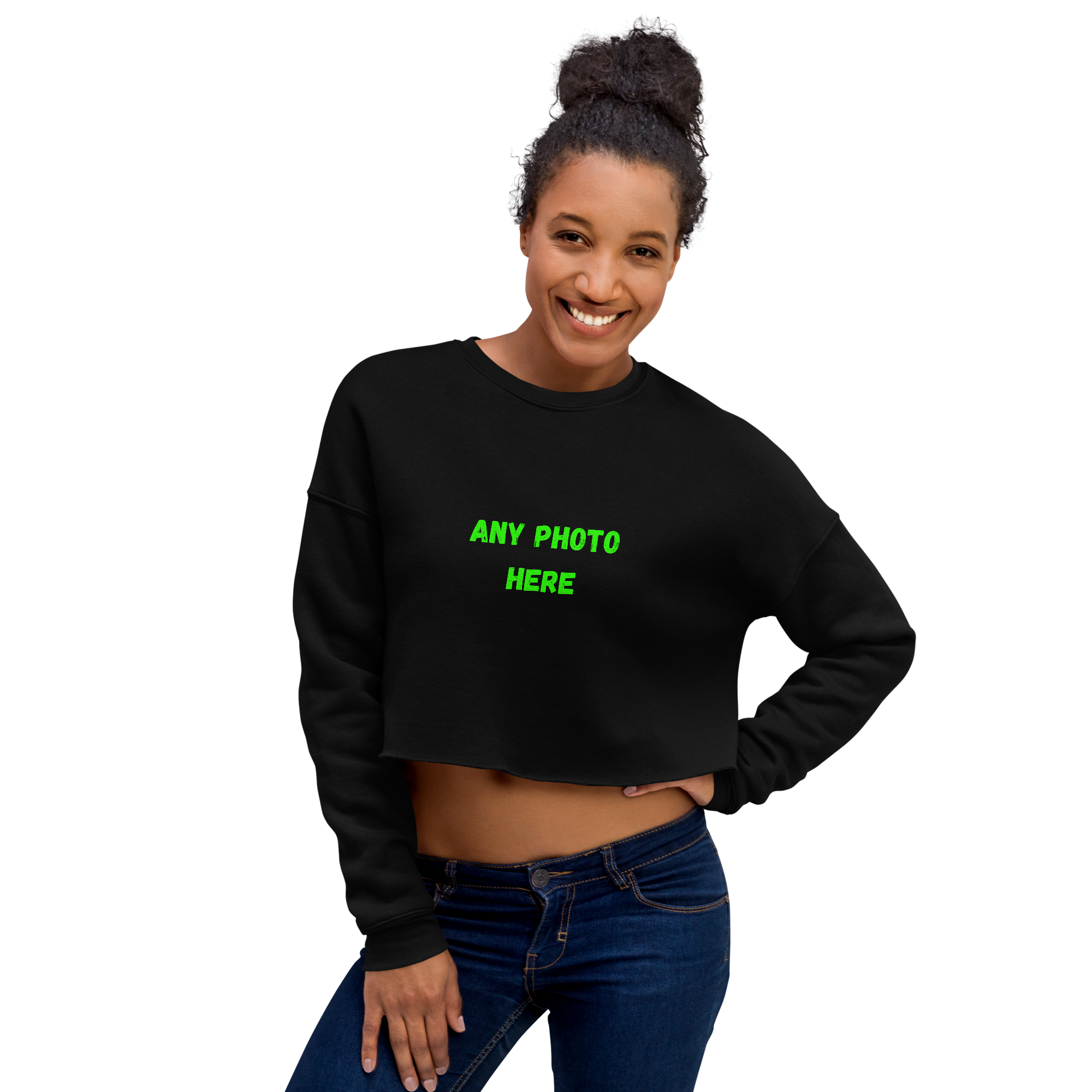 VOCE LINDX Cropped Sweatshirt – 50/50 Cotton–Poly Fleece, Ribbed Cuffs &amp; Raw Hem – Custom Artwork