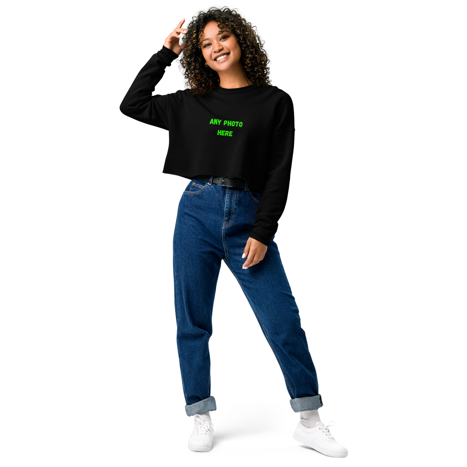 VOCE LINDX Cropped Sweatshirt – 50/50 Cotton–Poly Fleece, Ribbed Cuffs &amp; Raw Hem – Custom Artwork