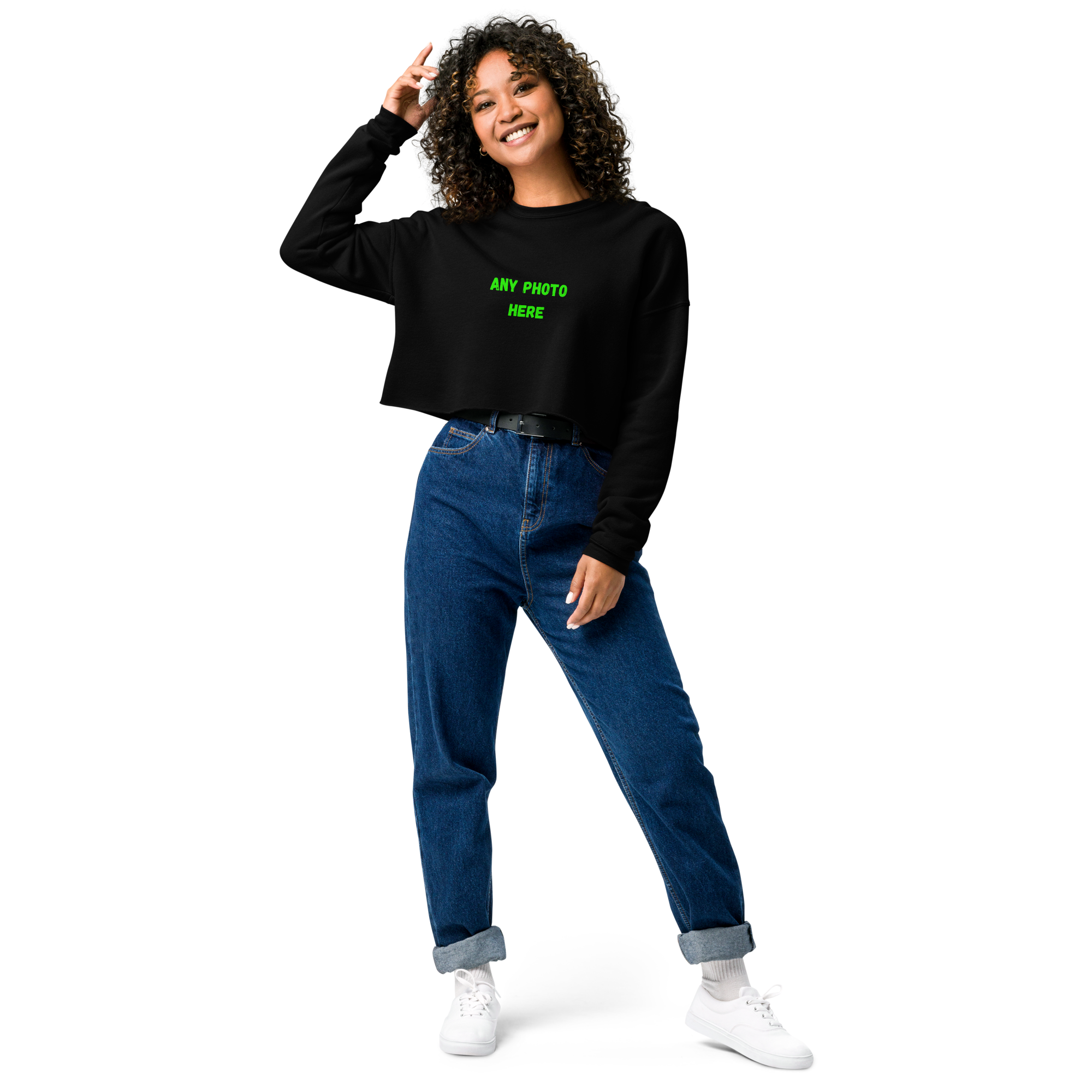 VOCE LINDX Cropped Sweatshirt – 50/50 Cotton–Poly Fleece, Ribbed Cuffs &amp; Raw Hem – Custom Artwork