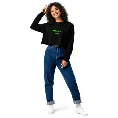 VOCE LINDX Cropped Sweatshirt – 50/50 Cotton–Poly Fleece, Ribbed Cuffs &amp; Raw Hem – Custom Artwork