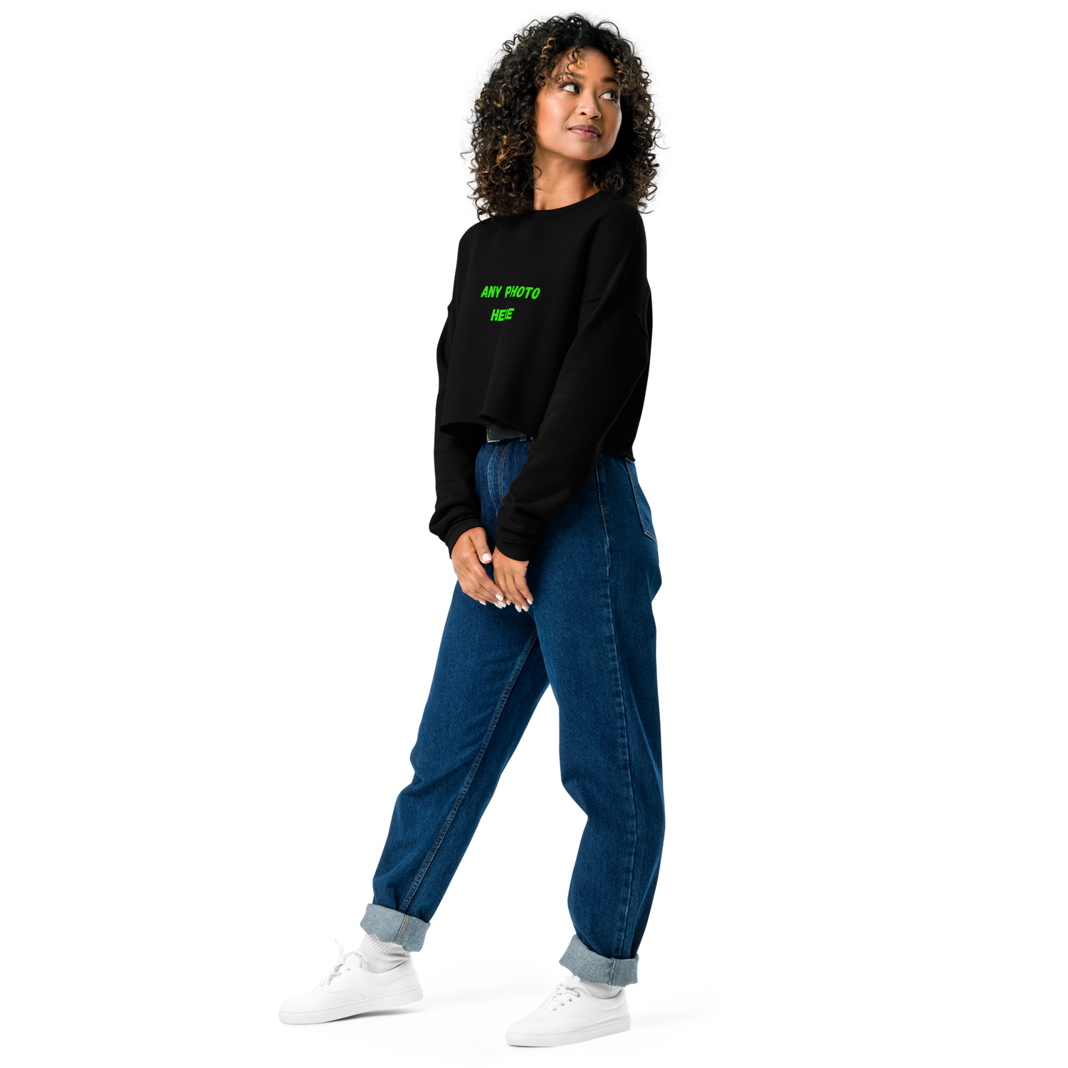 VOCE LINDX Cropped Sweatshirt – 50/50 Cotton–Poly Fleece, Ribbed Cuffs &amp; Raw Hem – Custom Artwork