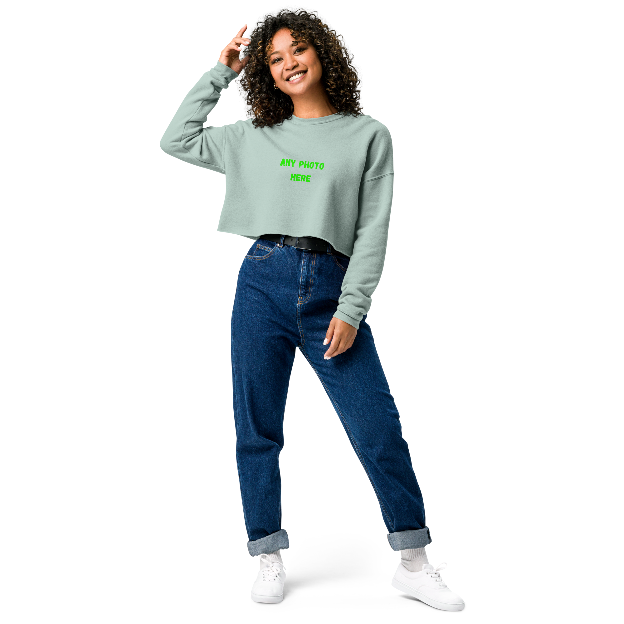 VOCE LINDX Cropped Sweatshirt – 50/50 Cotton–Poly Fleece, Ribbed Cuffs &amp; Raw Hem – Custom Artwork