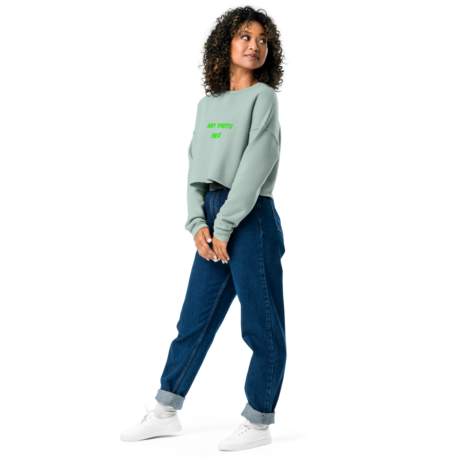 VOCE LINDX Cropped Sweatshirt – 50/50 Cotton–Poly Fleece, Ribbed Cuffs &amp; Raw Hem – Custom Artwork
