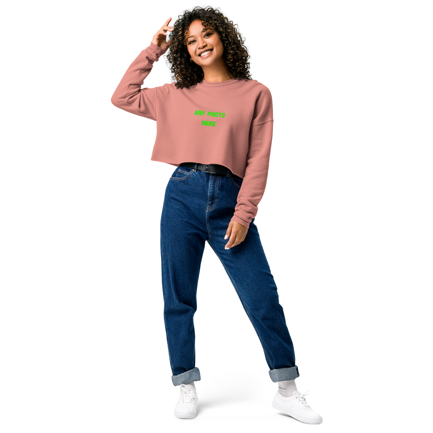 VOCE LINDX Cropped Sweatshirt – 50/50 Cotton–Poly Fleece, Ribbed Cuffs &amp; Raw Hem – Custom Artwork
