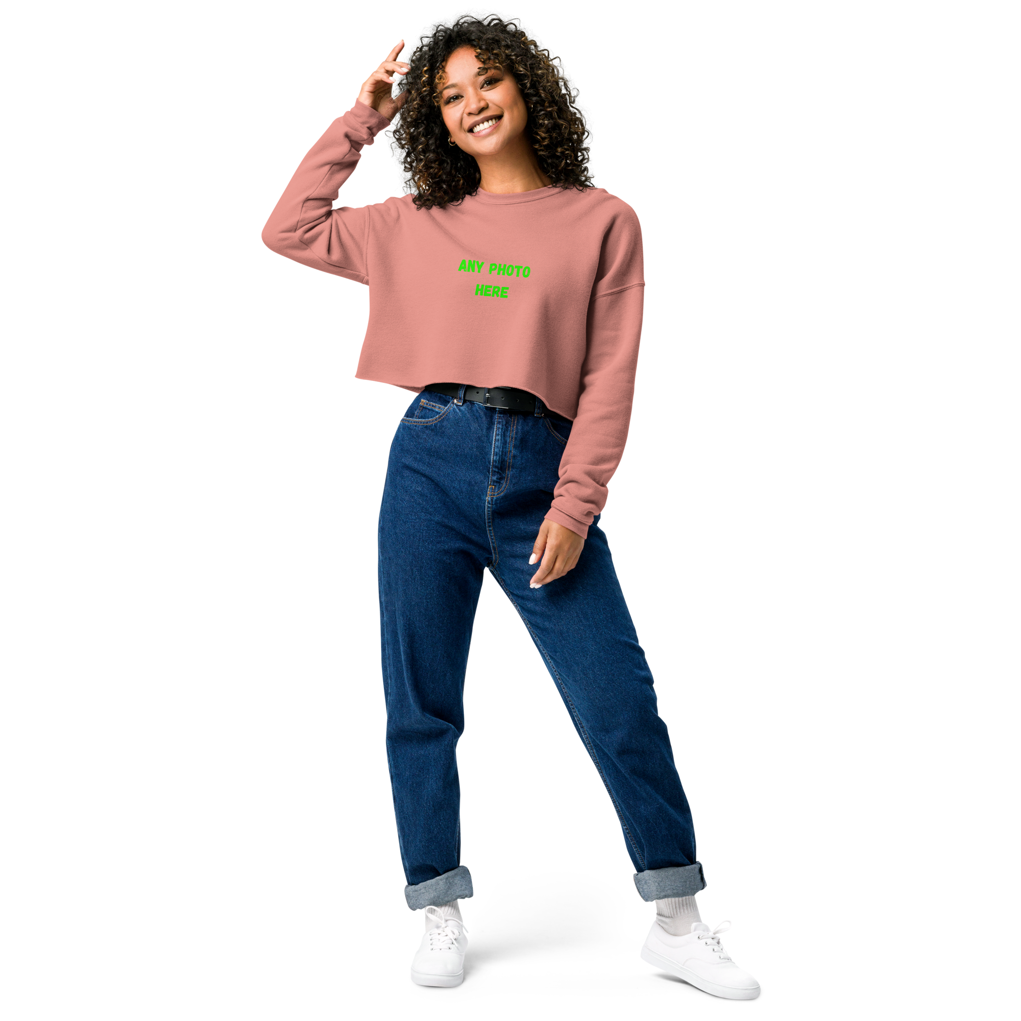 VOCE LINDX Cropped Sweatshirt – 50/50 Cotton–Poly Fleece, Ribbed Cuffs &amp; Raw Hem – Custom Artwork