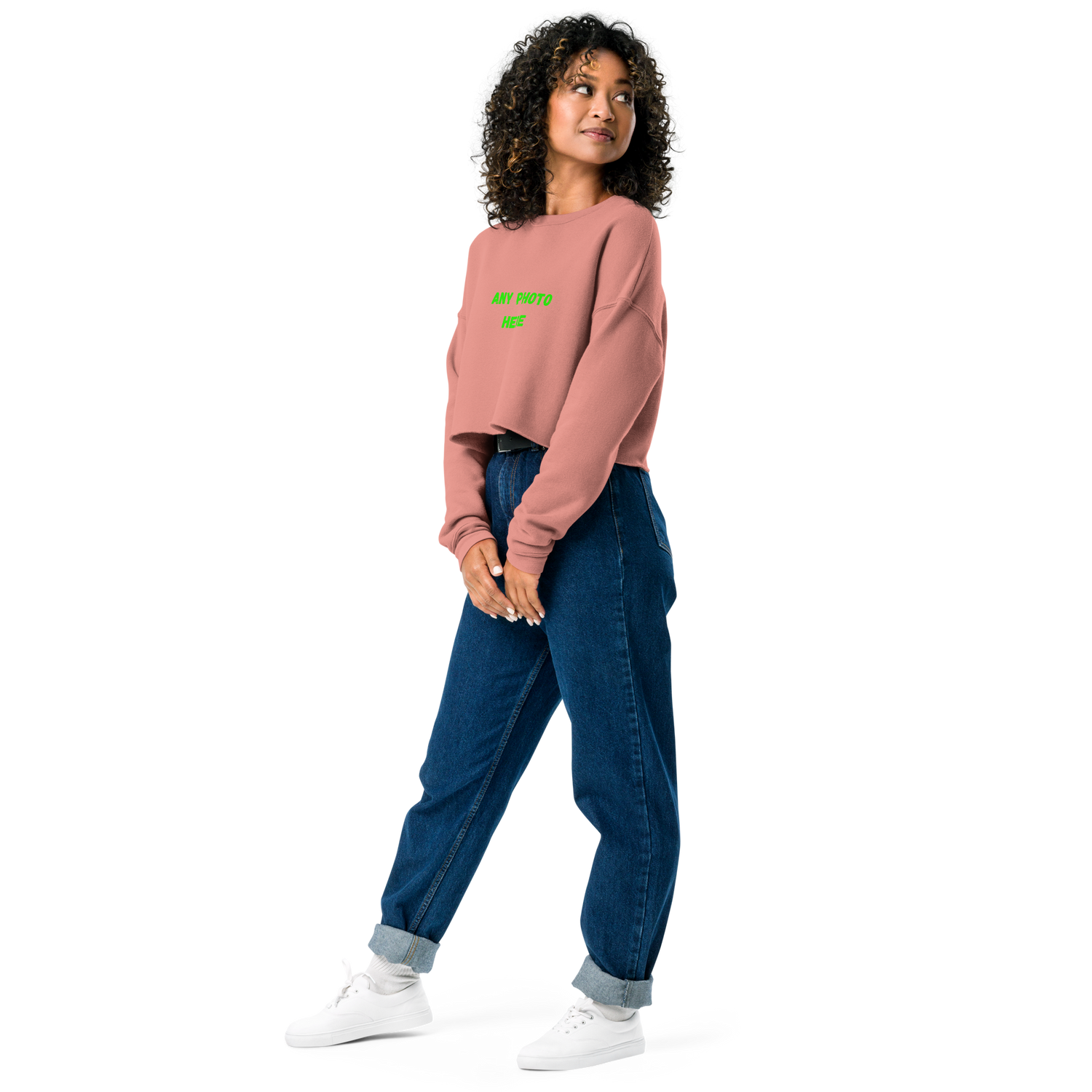 VOCE LINDX Cropped Sweatshirt – 50/50 Cotton–Poly Fleece, Ribbed Cuffs &amp; Raw Hem – Custom Artwork