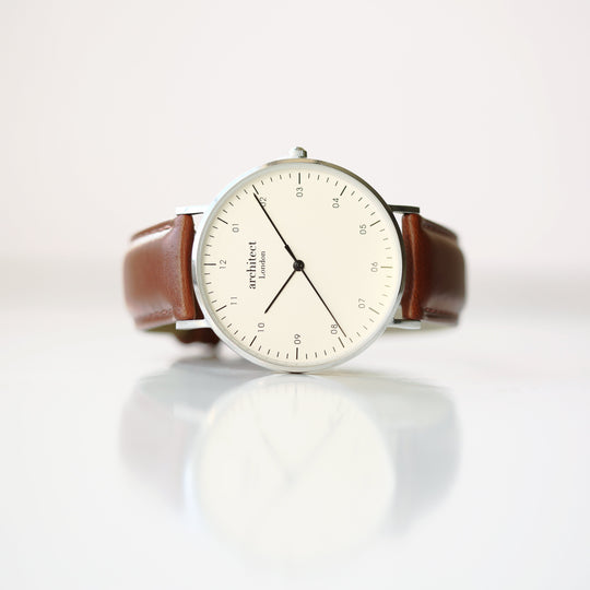 Modern Font Engraving - Architect Zephyr + Walnut Strap
