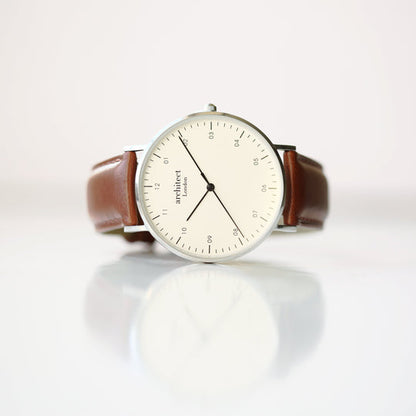 Modern Font Engraving - Architect Zephyr + Walnut Strap