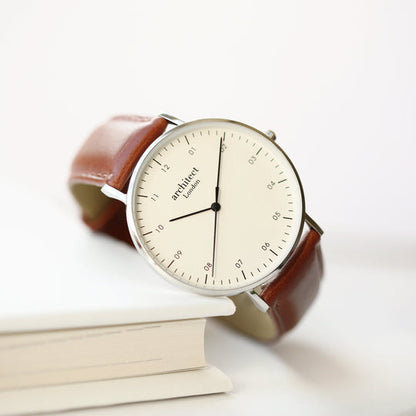 Modern Font Engraving - Architect Zephyr + Walnut Strap
