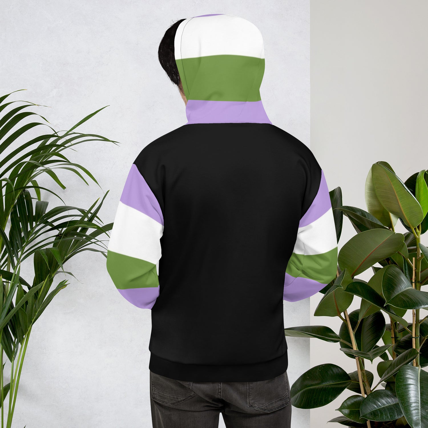 Bandeira do orgulho Genderqueer com capuz