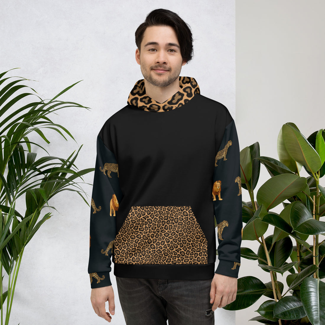 Jaguar and Lion Hoodie – Bold Wildlife Artwork | Empowering Pride Statement