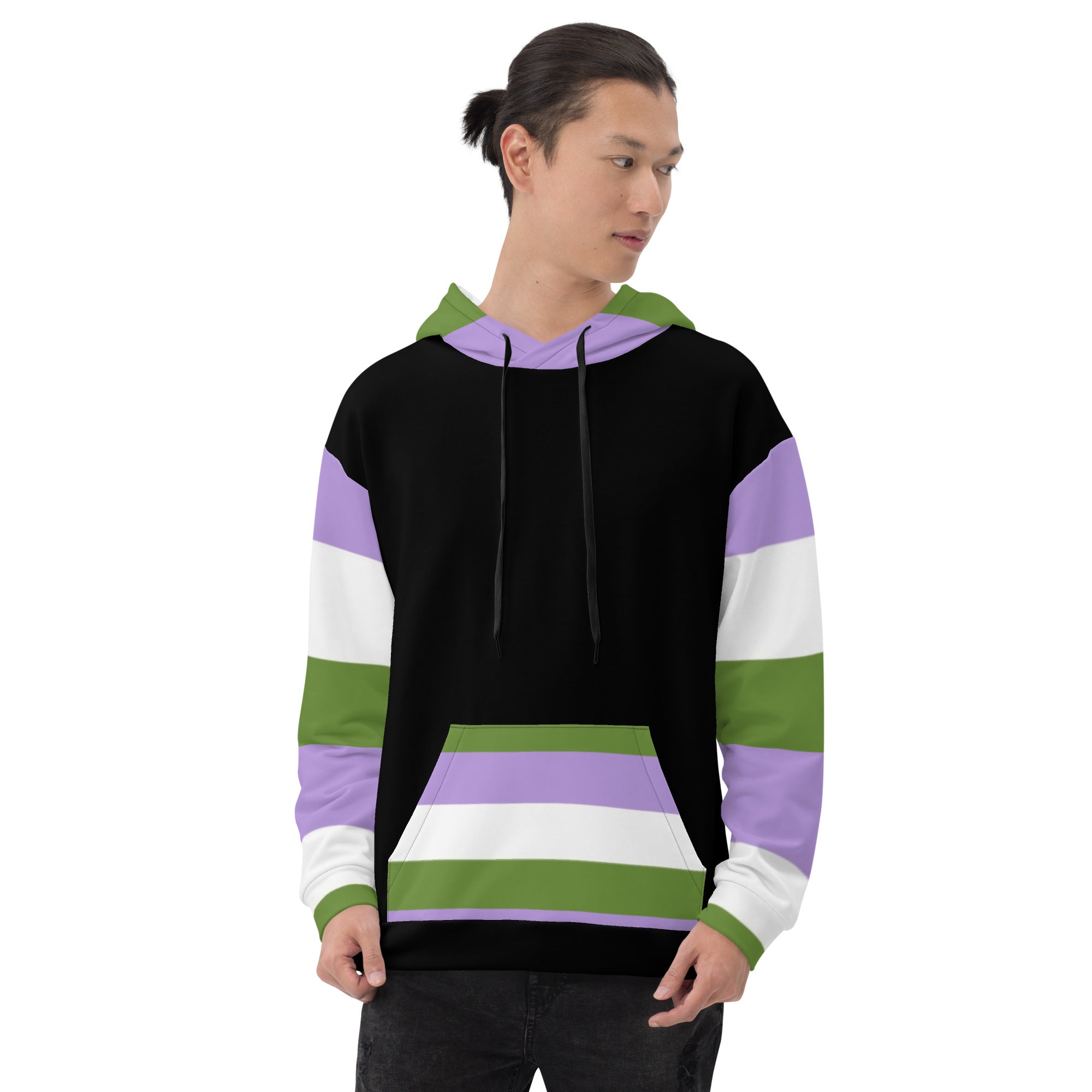 Bandeira do orgulho Genderqueer com capuz