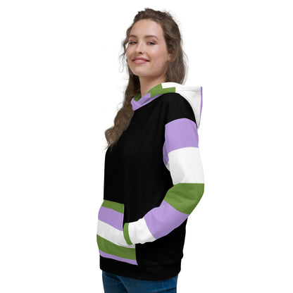 Bandeira do orgulho Genderqueer com capuz